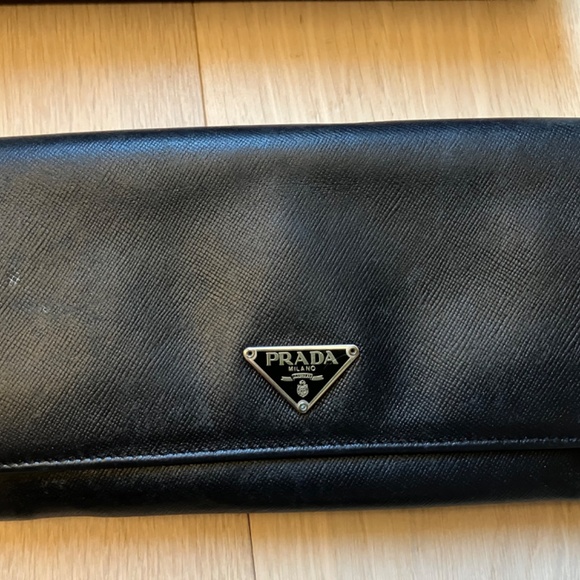 Vintage Prada Black Saffiano Leather Continental Wallet - Picture 2 of 5